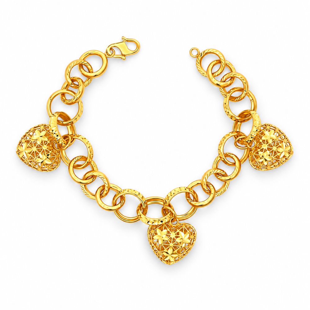 Emas MAX 916 Gold Heart Halo Bracelet — BB10961-1