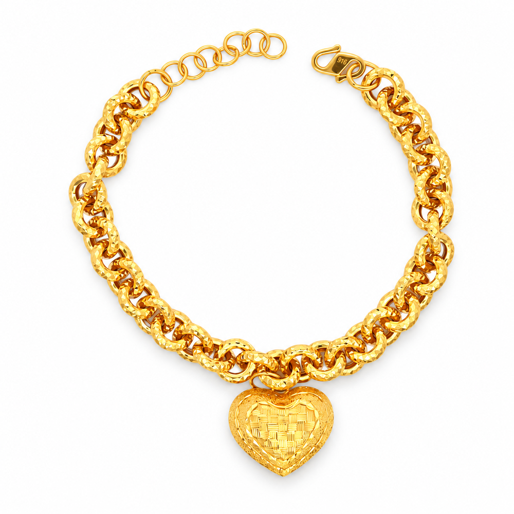 Emas MAX 916 Gold Heart Velvet Bracelet — BB11057-1