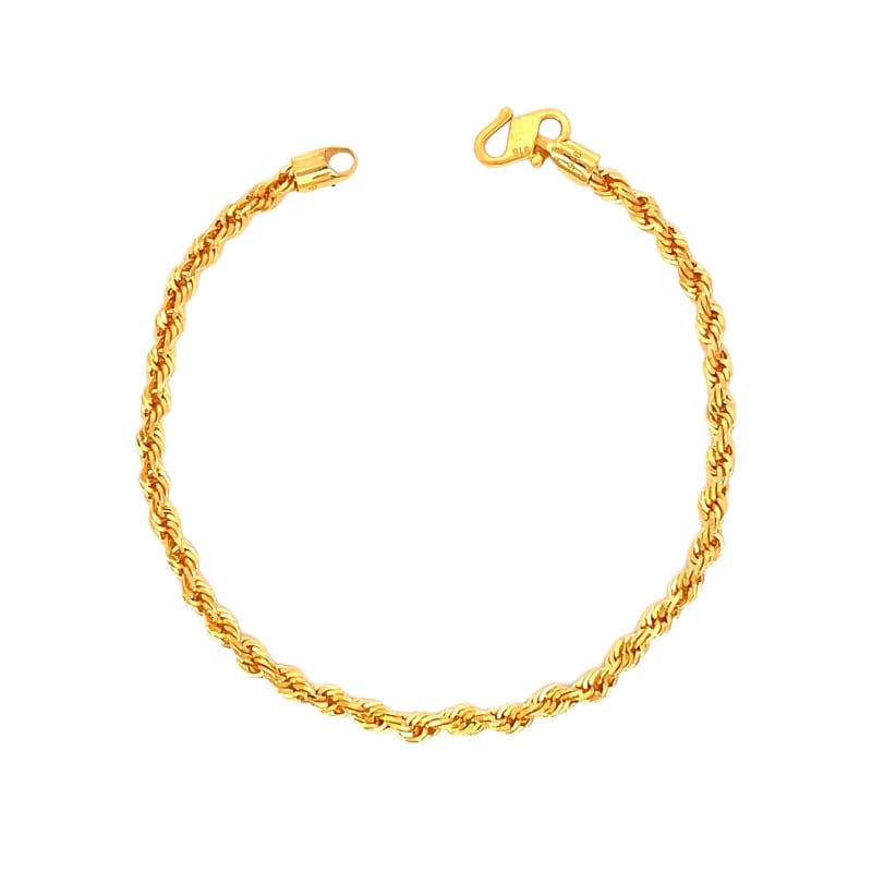 916 Gold Solid Rope Bracelet