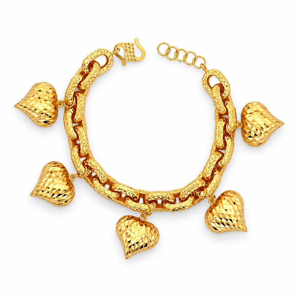 Emas MAX 916 Gold Heart Serene Bracelet — BB11085-1