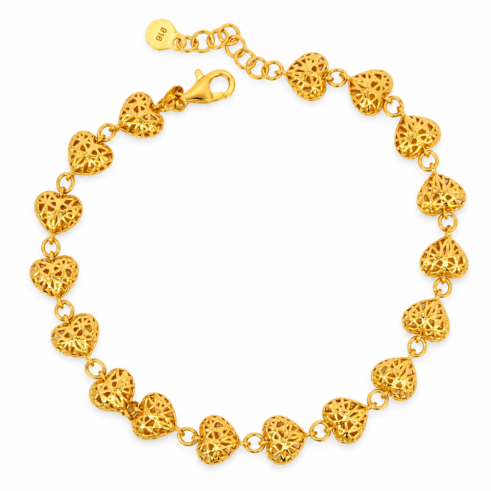 916 Gold Heart Meadow Bracelet BB11168-1