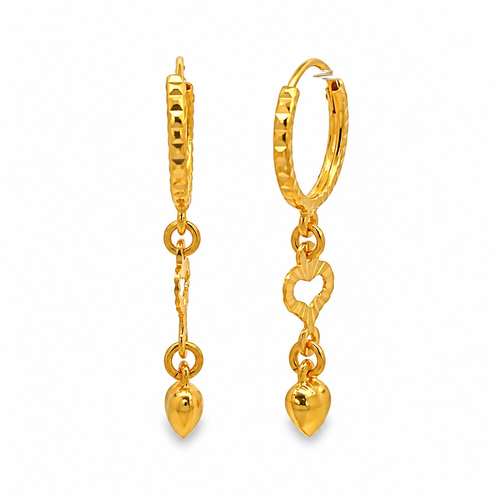916 Gold Heart Cascade Earrings