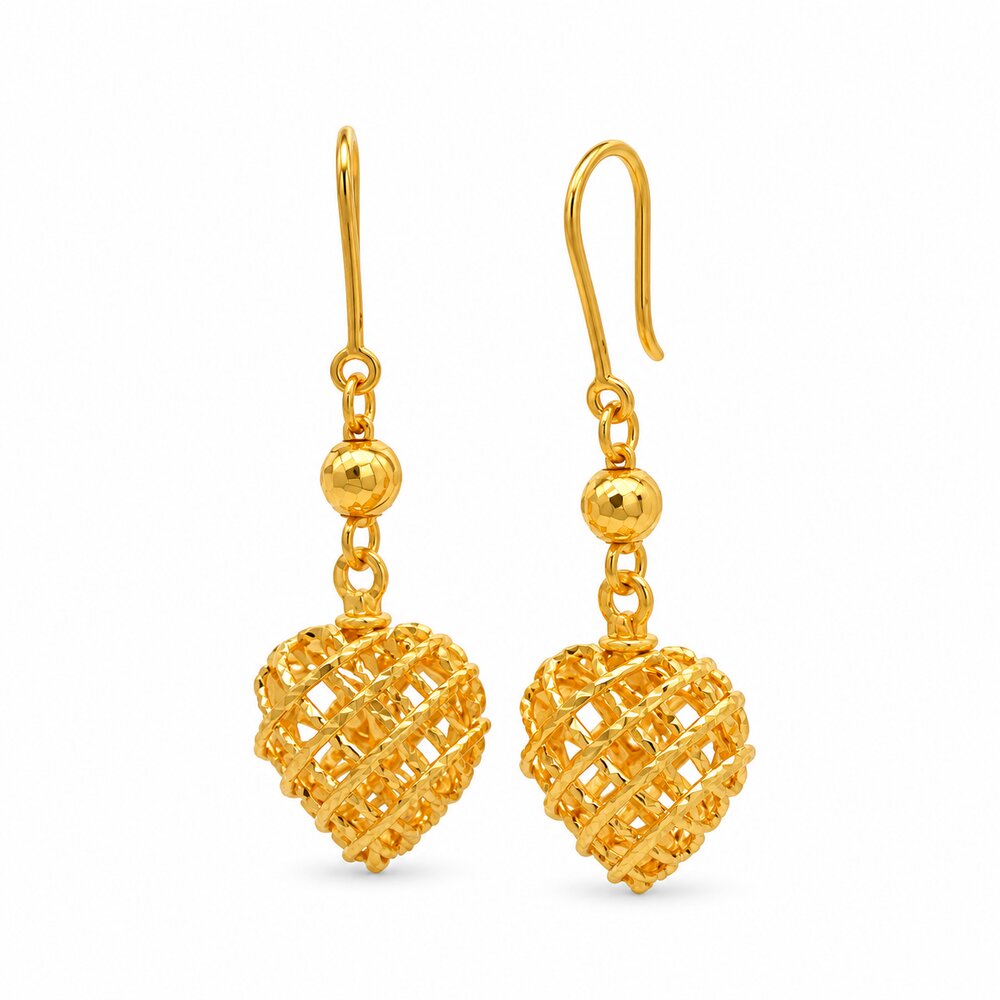 916 Gold Heart Halo Earrings
