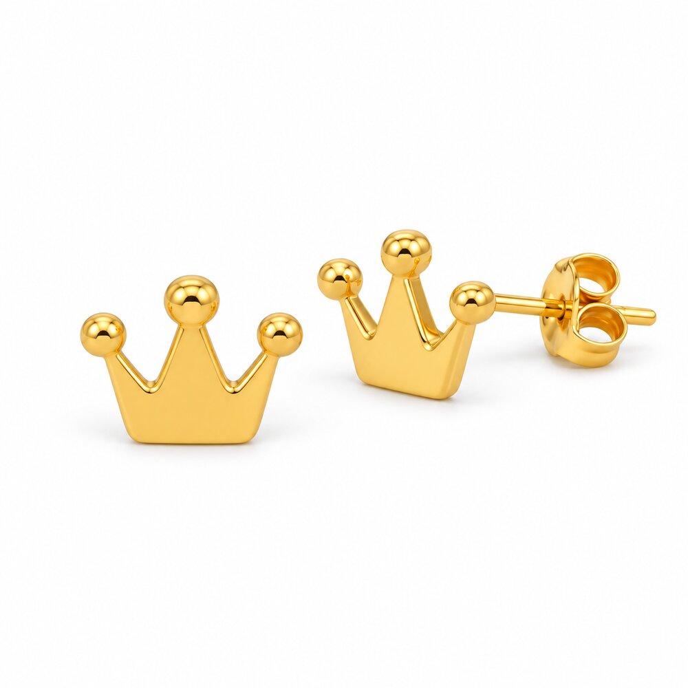 916 Gold Crown Earrings