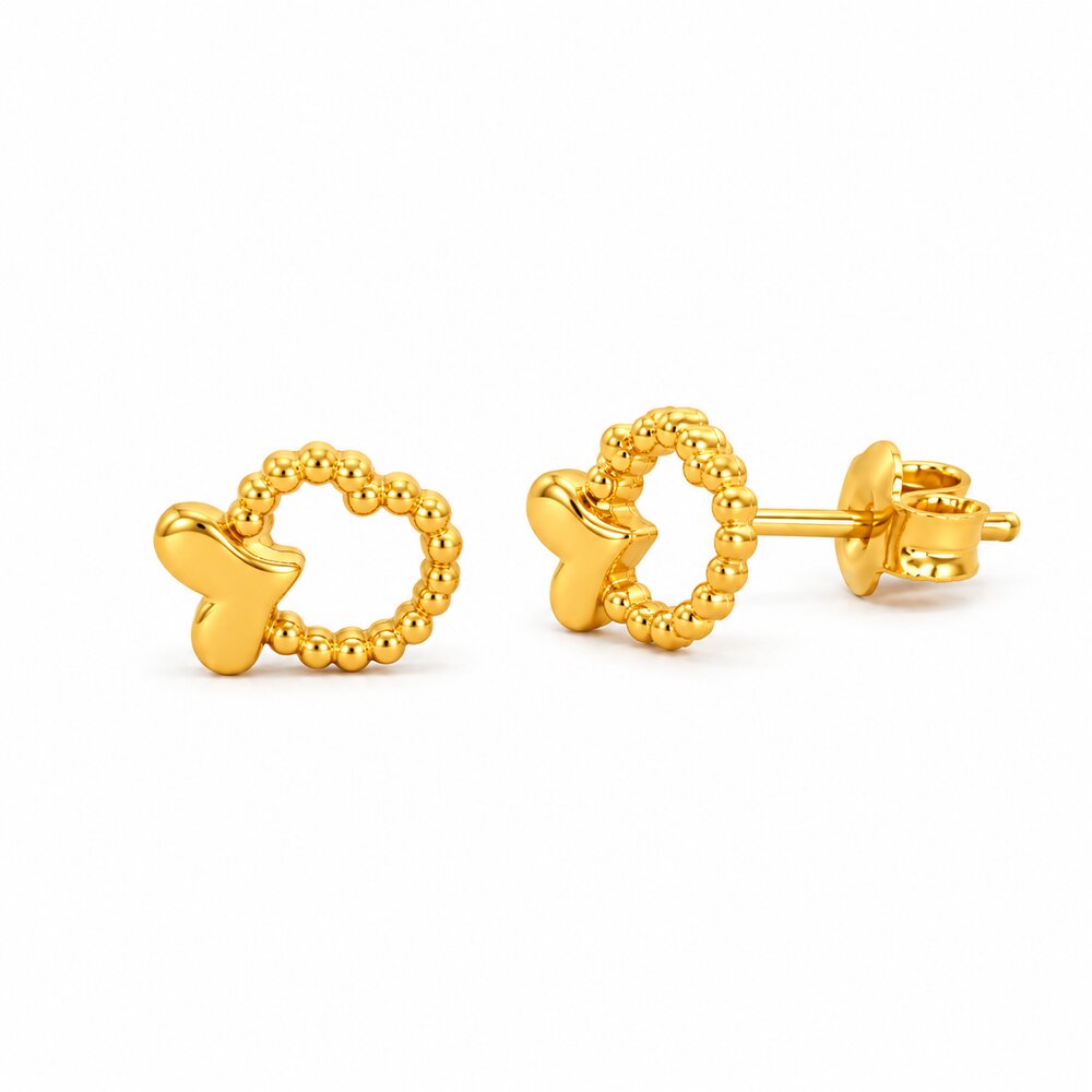 916 Gold Heart Duet Earrings