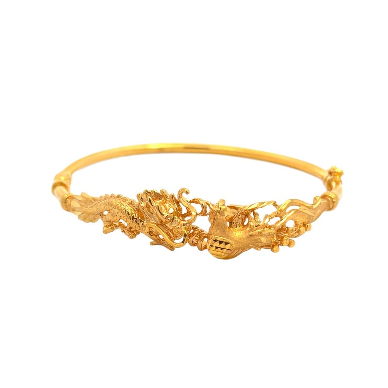 916 Gold Dragon & Phoenix Bangle
