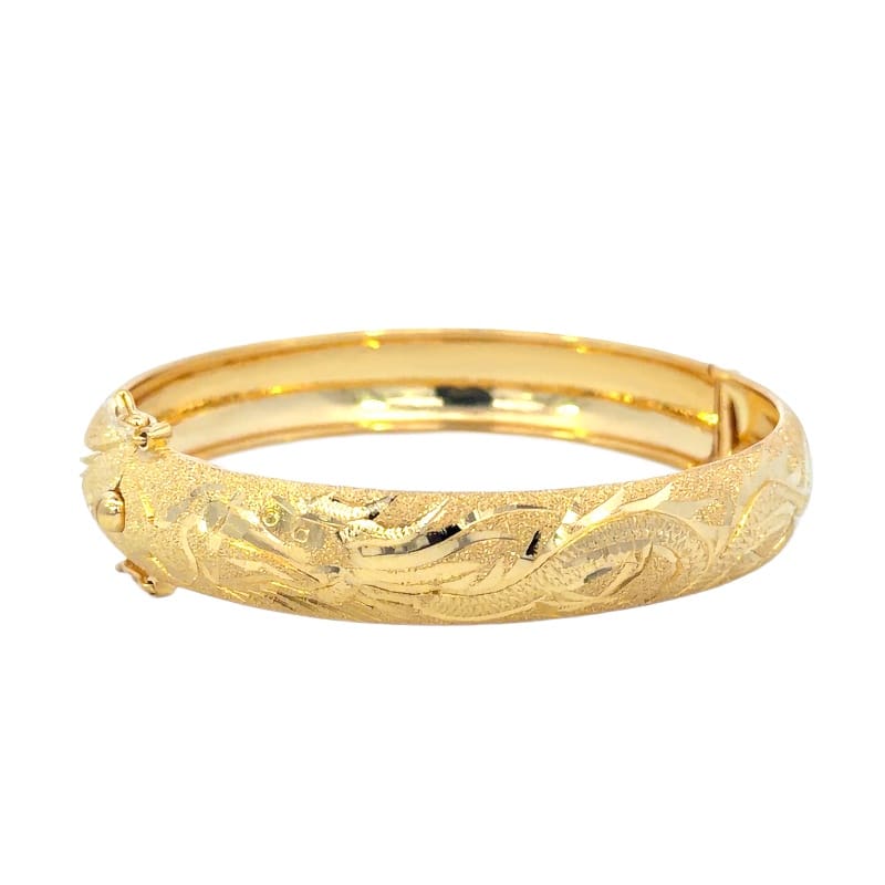 916 Gold Dragon & Phoenix Halo Bangle