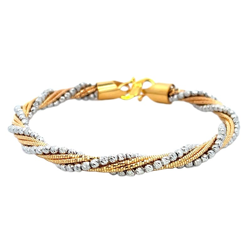 916 Gold Beads Trio Bangle