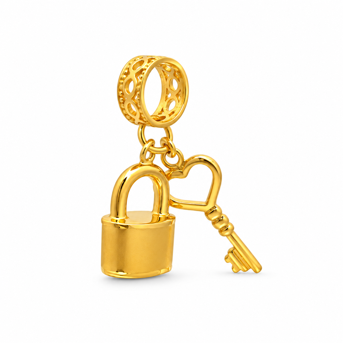 Emas MAX 916 gold padlock and heart key charm — BH10050-1