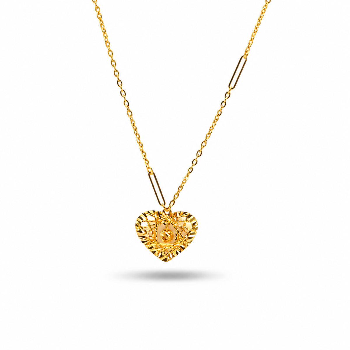 916 Gold Heart Bloom Necklace — BN10254-1 — view 2
