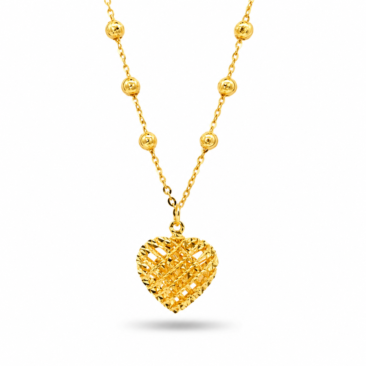 916 Gold Heart Cascade Necklace — BN10255-1 — view 2
