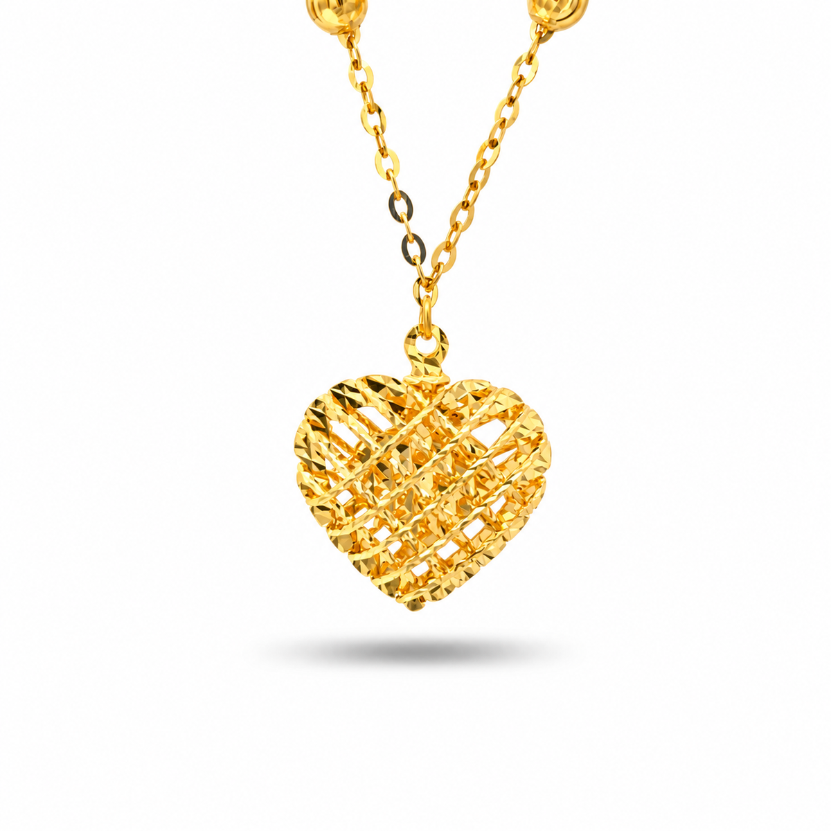 916 Gold Heart Cascade Necklace — BN10255-1