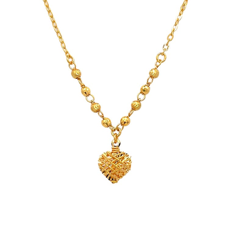 916 Gold Heart Halo Necklace