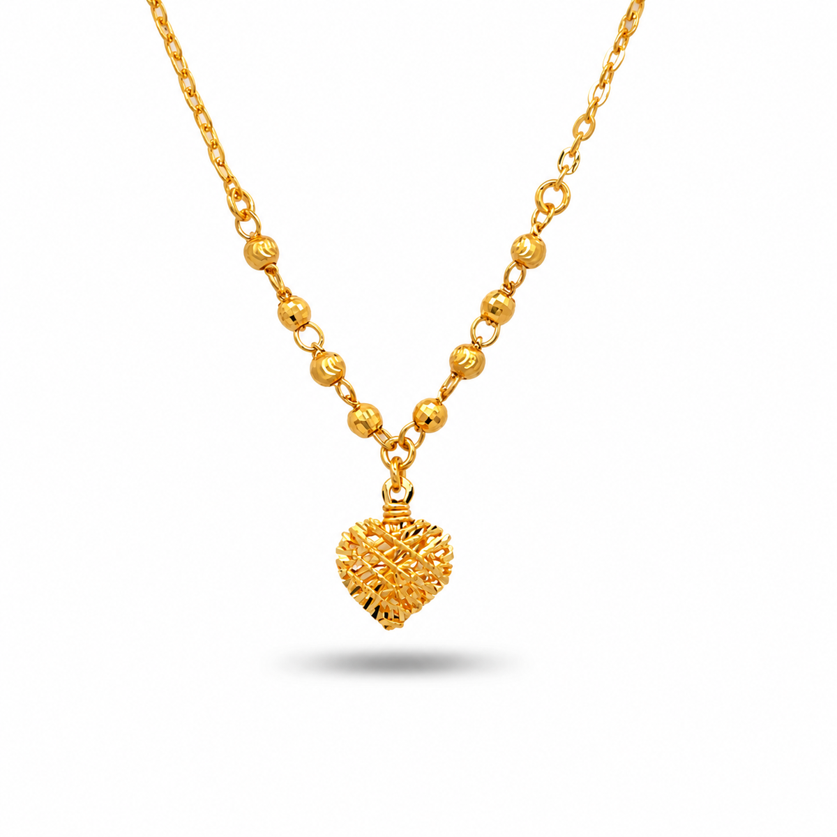 916 Gold Heart Halo Necklace — BN10257-1