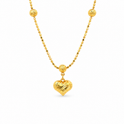 916 Gold Heart Duet Necklace — BN10259-1
