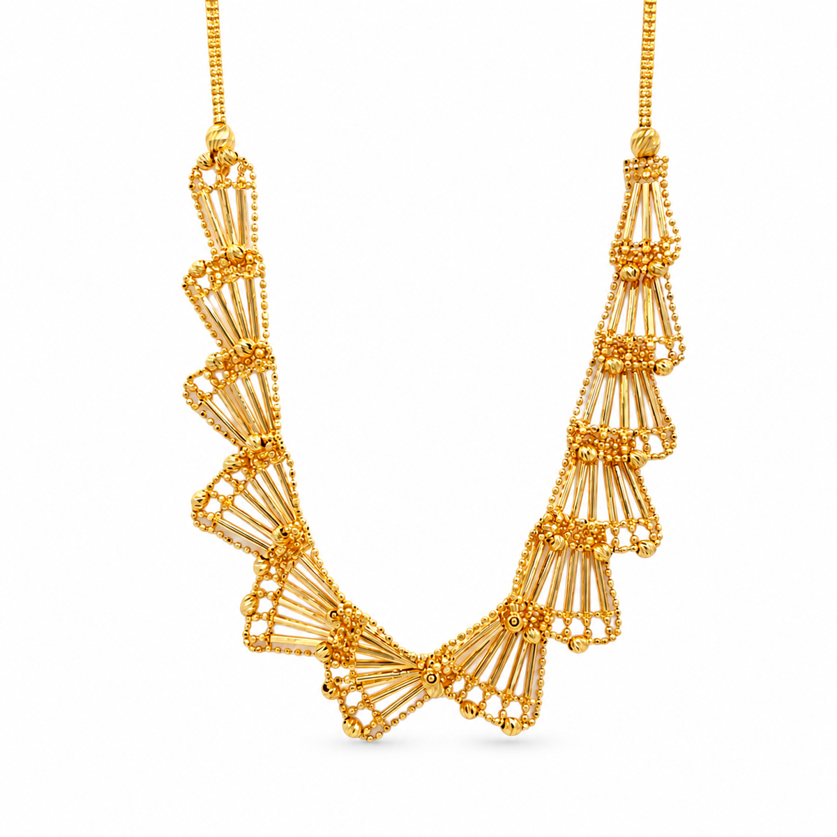 916 Gold Beads Halo Necklace — BN10264-1