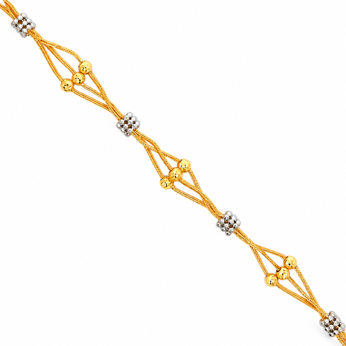 916 Gold Beads Duet Necklace — BN10267-1 — view 2
