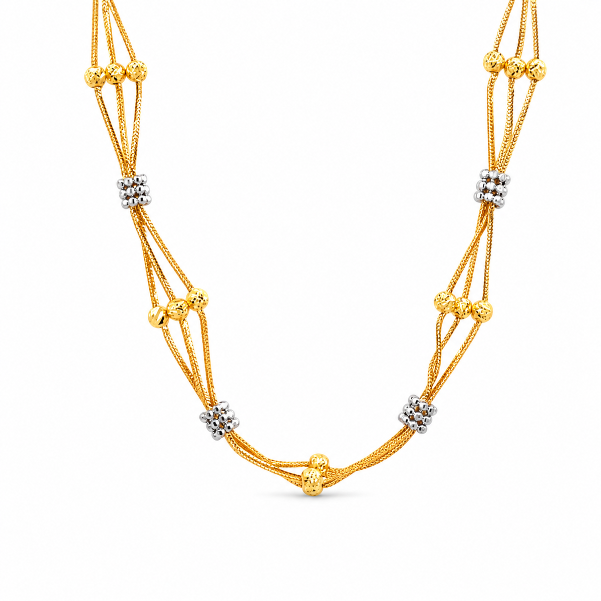 916 Gold Beads Duet Necklace — BN10267-1
