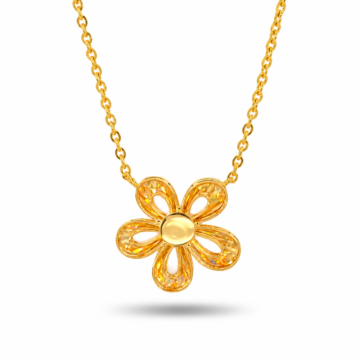 916 Gold Flower Halo Necklace — BN10284-1
