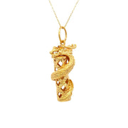 916 Gold Dragon Bloom Pendant
