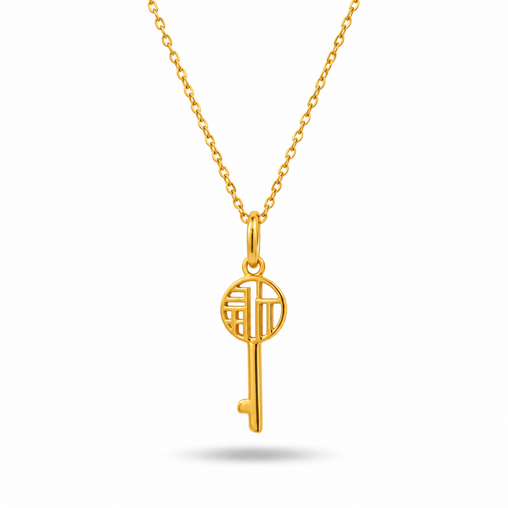 916 Gold Key Bloom Pendant – BP10630-1 – view 1