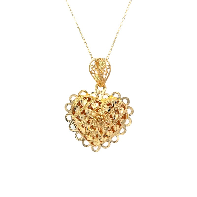 916 Gold Heart Bloom Pendant