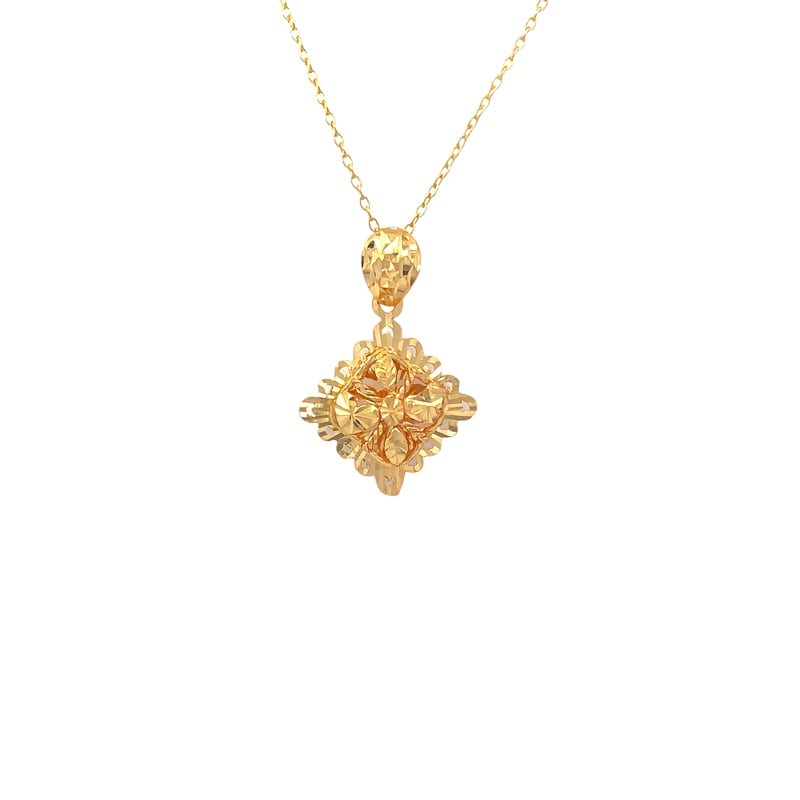 916 Gold Flower Duet Pendant