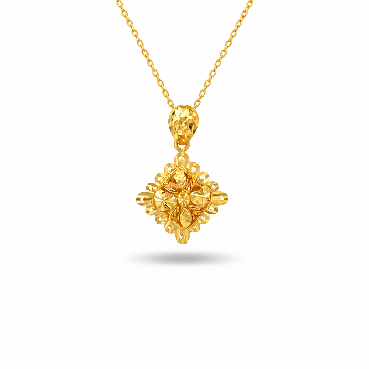 916 Gold Flower Duet Pendant — BP10638-1