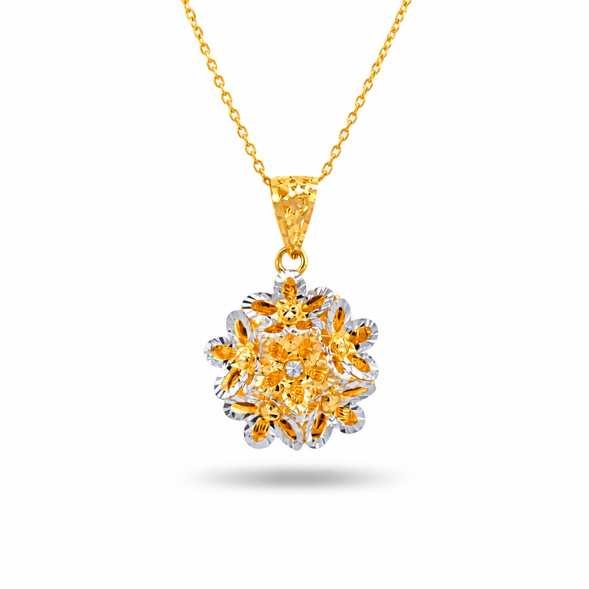 916 Gold Flower Mosaic Pendant — BP10678-1