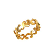 916 Gold Heart Trio Ring