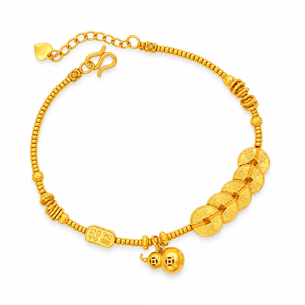 999 Gold 5 Emperor Coins Bracelet — YB12966-1