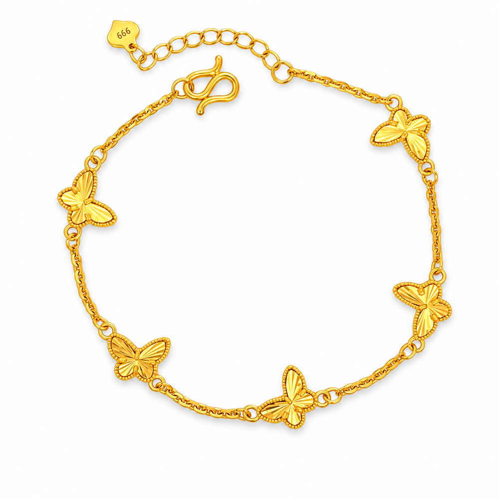 999 Gold Butterfly Bracelet — YB12970-1