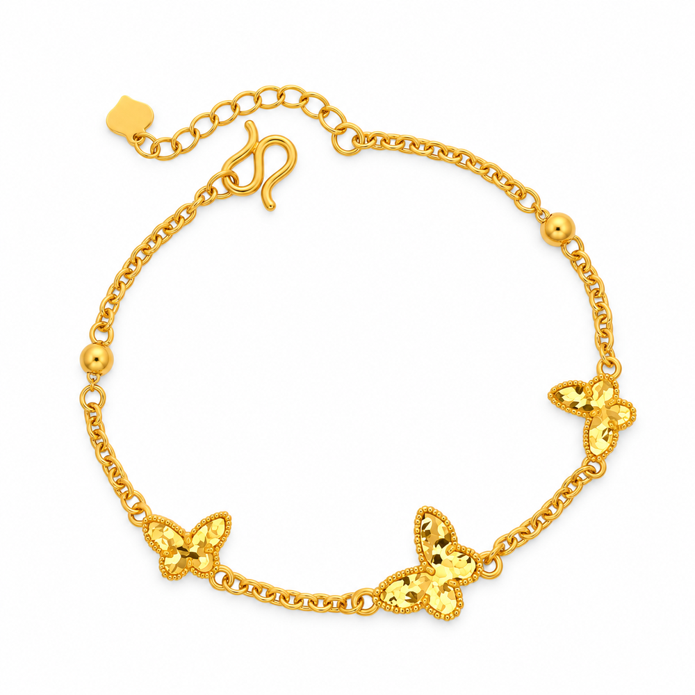 999 Gold Butterfly Bloom Bracelet — YB12971-1