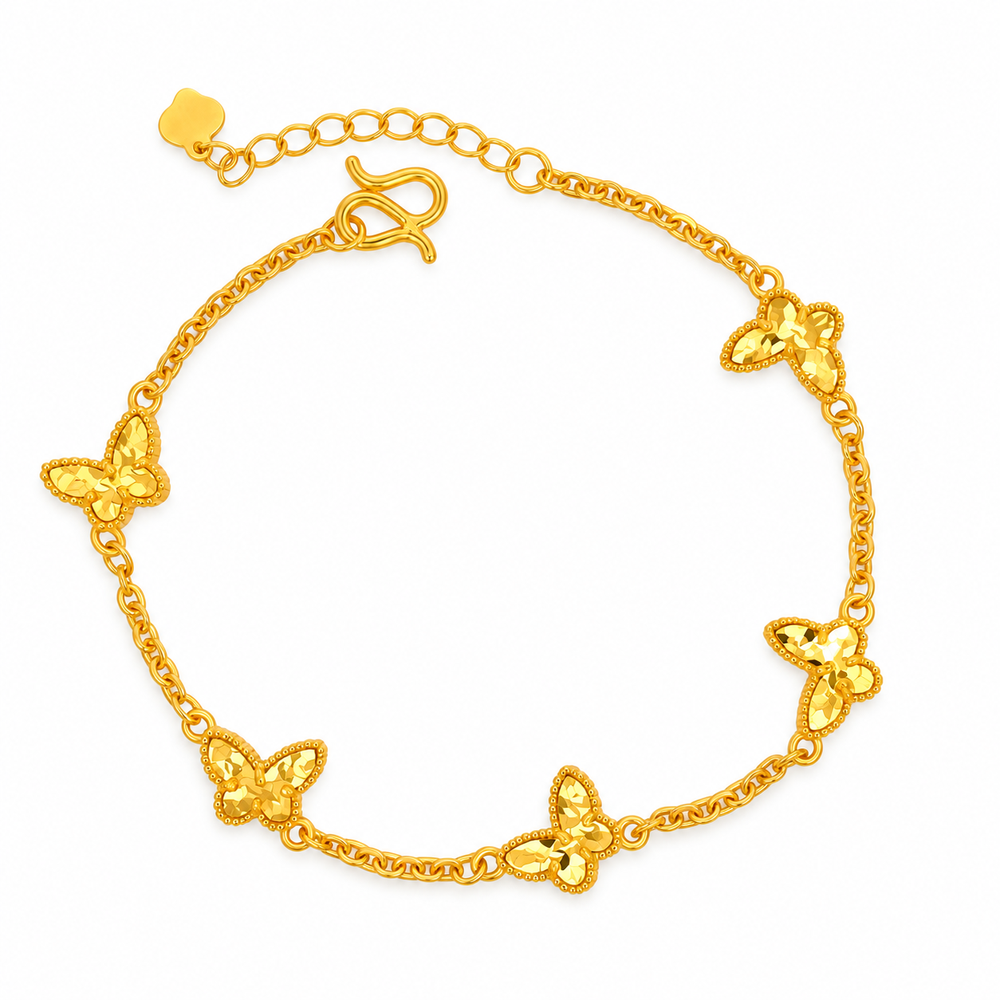 999 Gold Butterfly Cascade Bracelet — YB12972-1