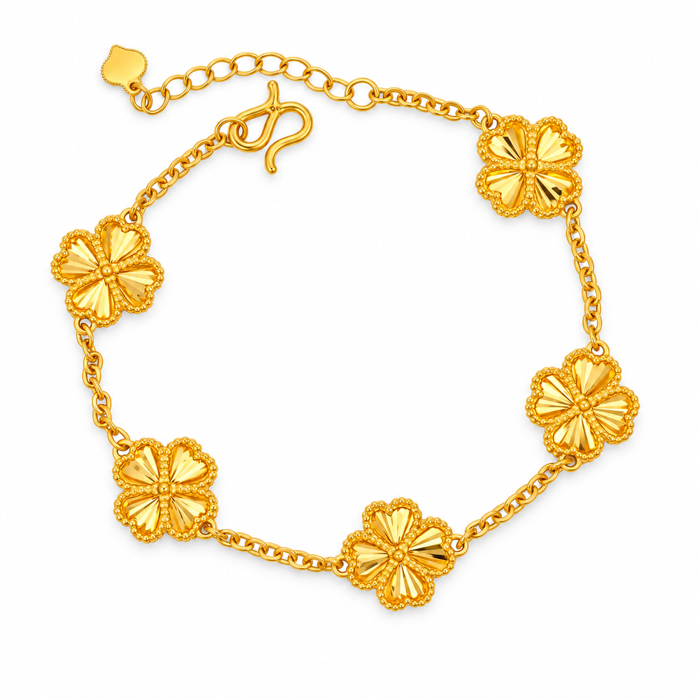 999 Gold Flower Bracelet — YB12974-1