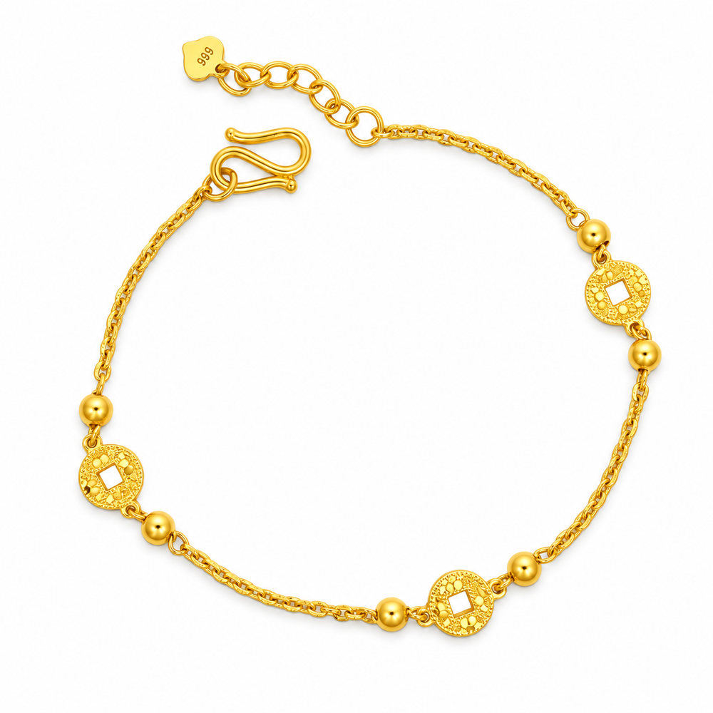 999 Gold Blessings Halo Bracelet — YB12976-1