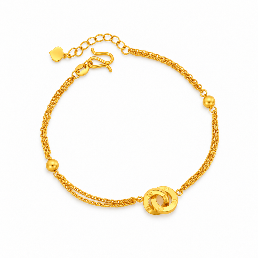 999 Gold Coil V Bracelet — YB12978-1