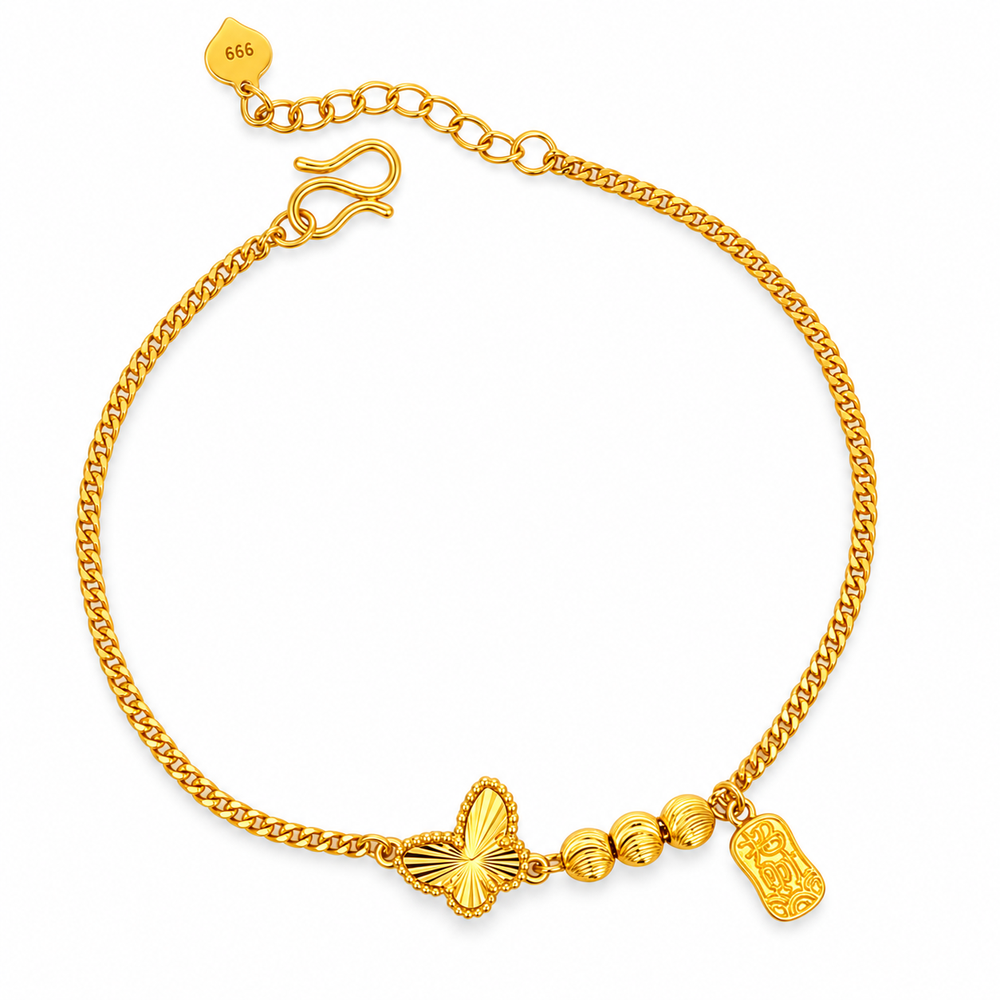 999 Gold Butterfly Halo Bracelet — YB12982-1
