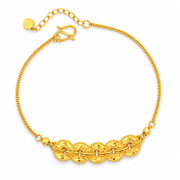 999 Gold 5 Emperor Coins Bloom Bracelet — YB12984-1