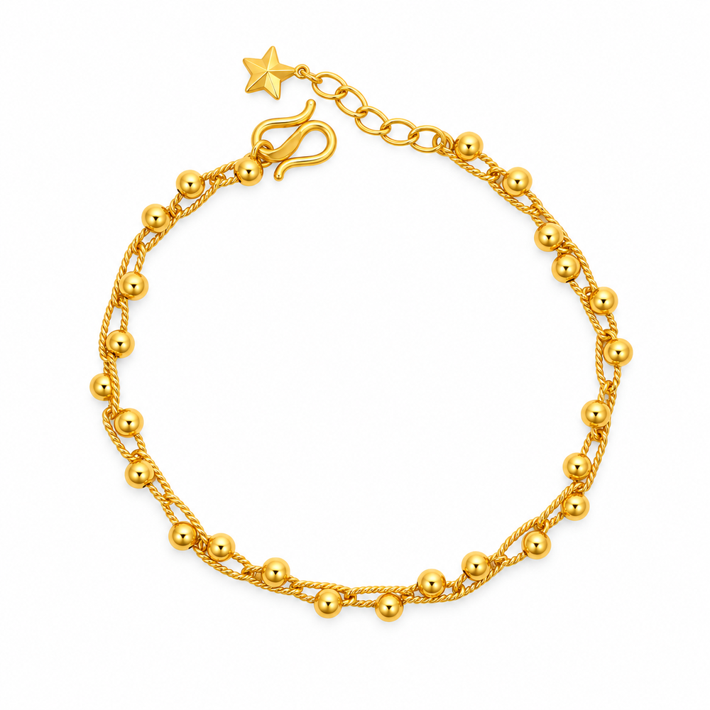 999 Gold Beads Bloom Bracelet — YB13010-1