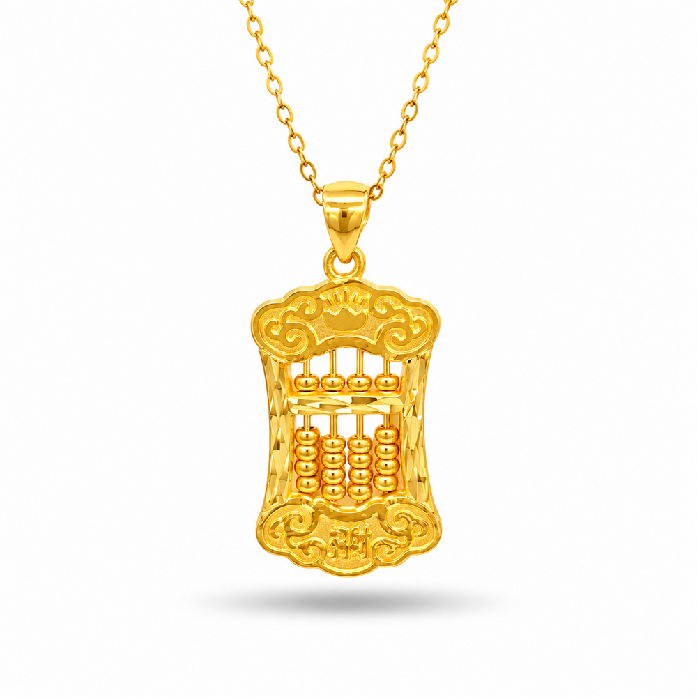999 Gold Abacus Pendant – front view