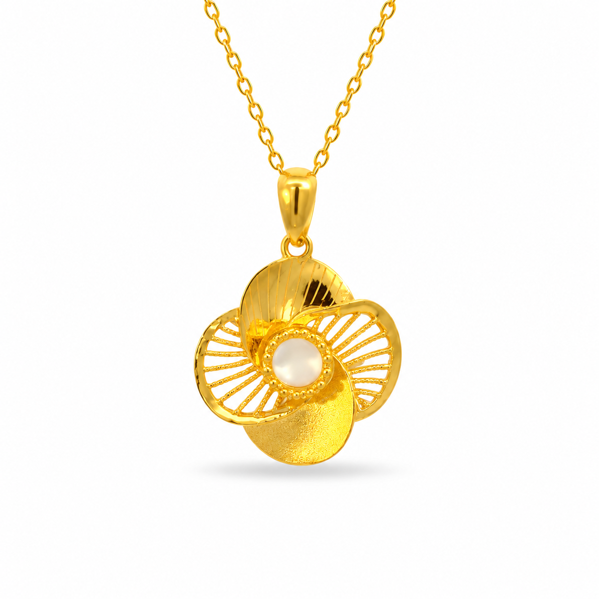 999 Gold Flower Twine Pendant
