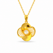 999 Gold Flower Twine Pendant