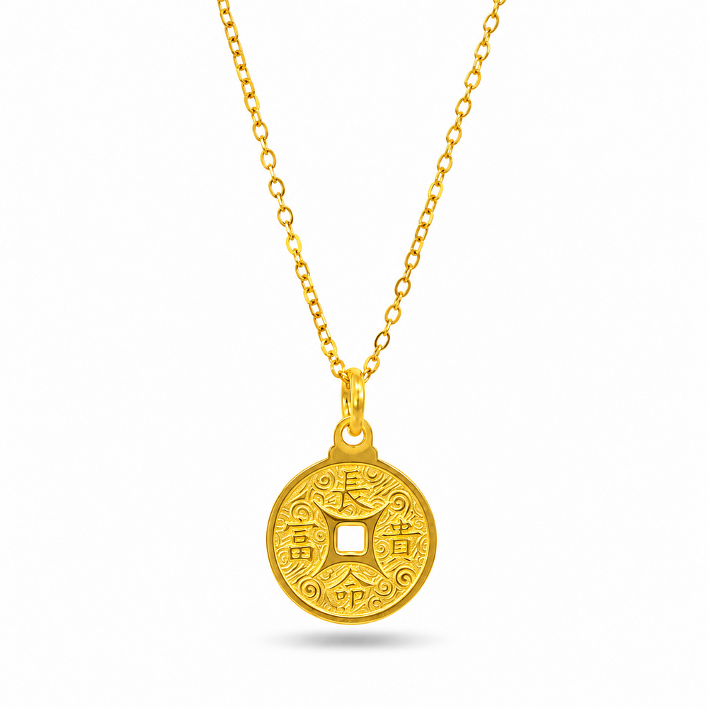 999 Gold Blessings Aura Pendant – front view