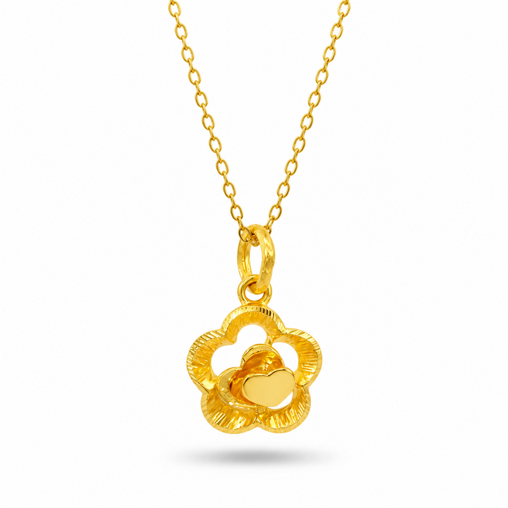 999 Gold Flower Echo Pendant – front view