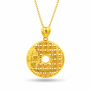 999 Gold Blessings Twine Pendant – front view