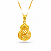 999 Gold Gourd Halo Pendant – front view