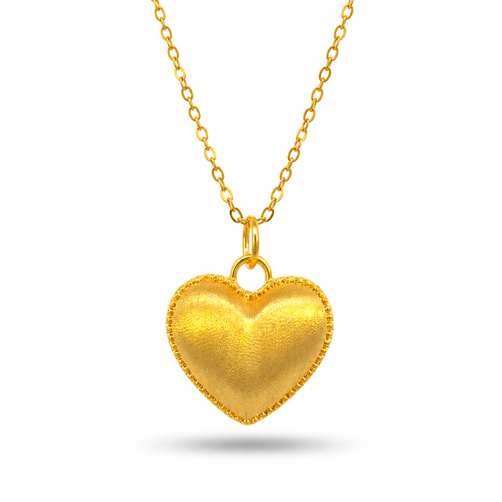 999 Gold Heart Cascade Pendant – front view