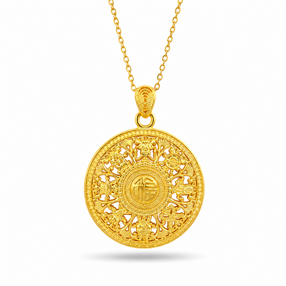 999 Gold The Eight Mascots Pendant – front view