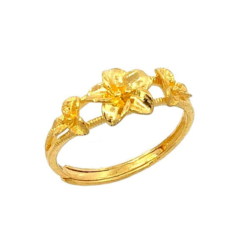 999 Gold Flower Petite Ring
